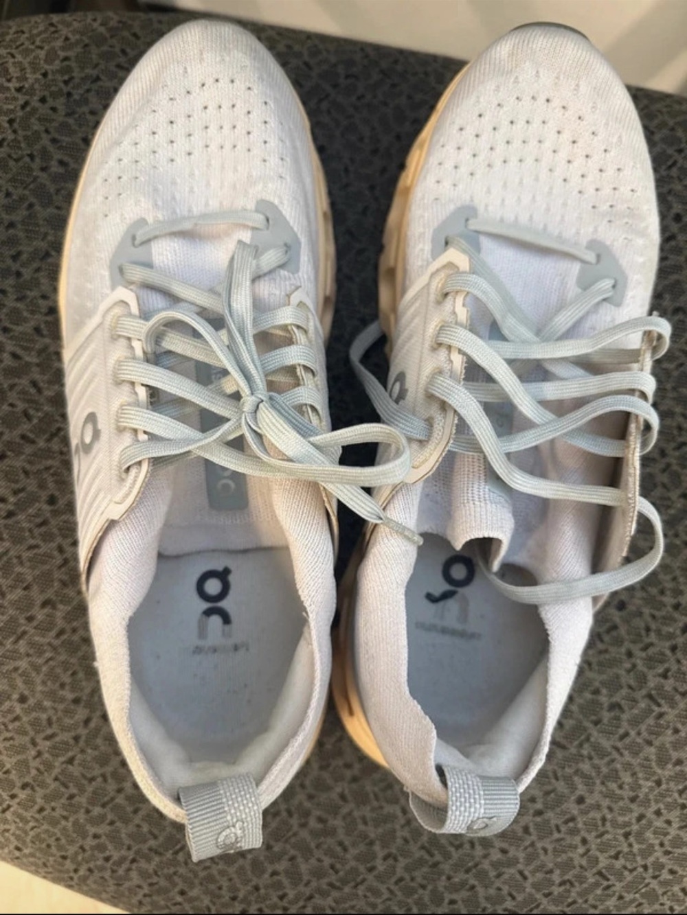 On Women's Cloud Knit Lightweight Sneakers in Light Gray/White